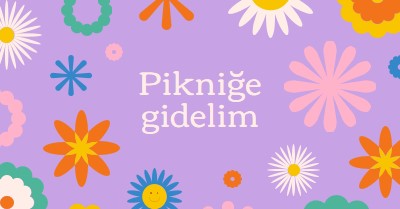 Hadi bir piknik yapalım. purple retro,playful,graphic,floral,bright