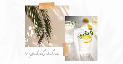 Tropikal kokteyl vibes white photographic,collage,minimal,scrapbook,handwriting,botanical,