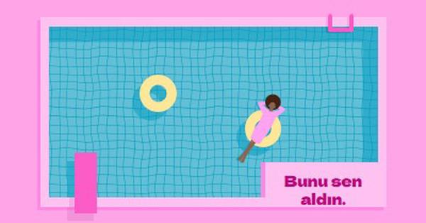 Rahatlama bir yaşam biçimidir pink bold,playful,pool,vibrant,bright,70s