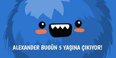 Küçük canavar beş yaşına giriyor blue whimsical-color-block