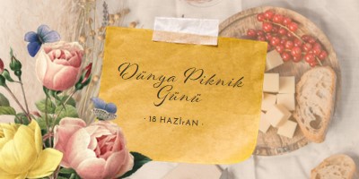 Dünya Piknik Günü yellow vintage-botanical