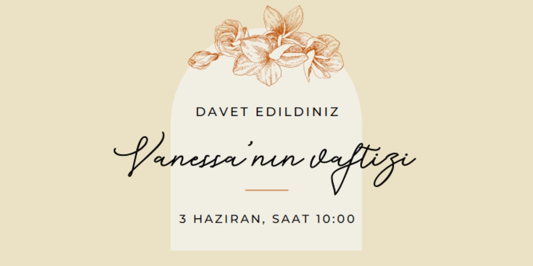 Vaftiz daveti yellow vintage-botanical