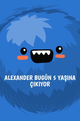 Küçük canavar beş yaşına giriyor blue whimsical-color-block