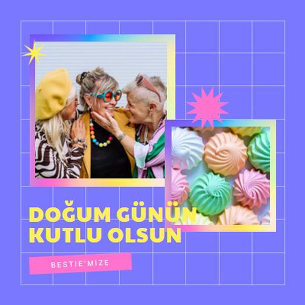 Doğum günün kutlu olsun, bestie purple bold,bright,geometric