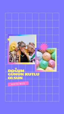 Doğum günün kutlu olsun, bestie purple bold,bright,geometric