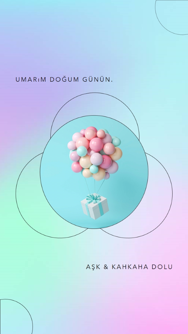 Doğum günü eğlencesi pink modern,playful,gradient