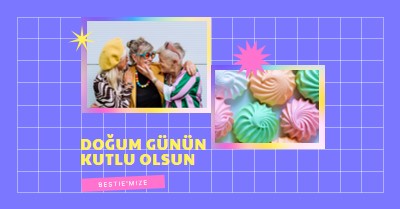 Doğum günün kutlu olsun, bestie purple bold,bright,geometric