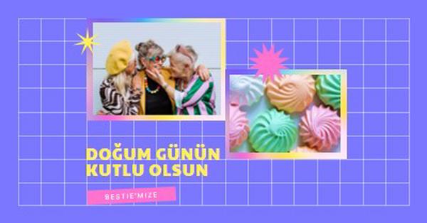 Doğum günün kutlu olsun, bestie purple bold,bright,geometric