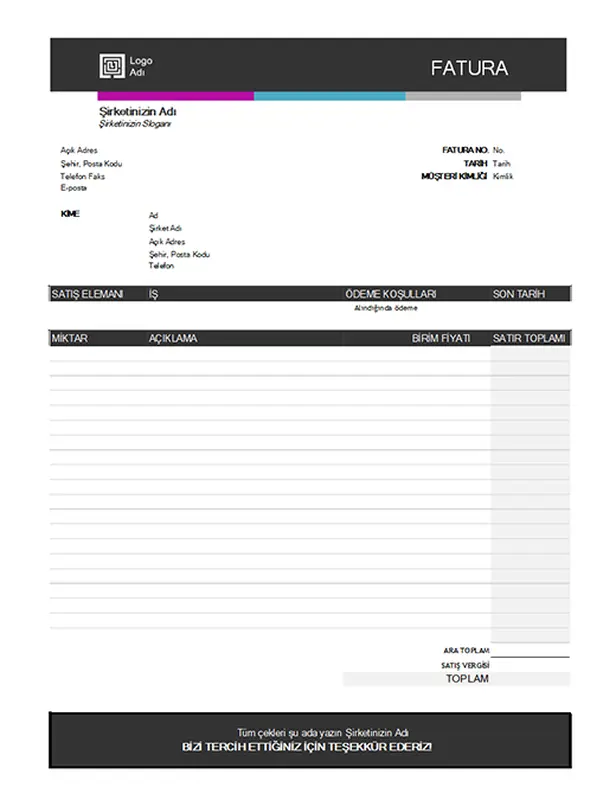 Hizmet faturası (Mavi Gradyan) modern-simple