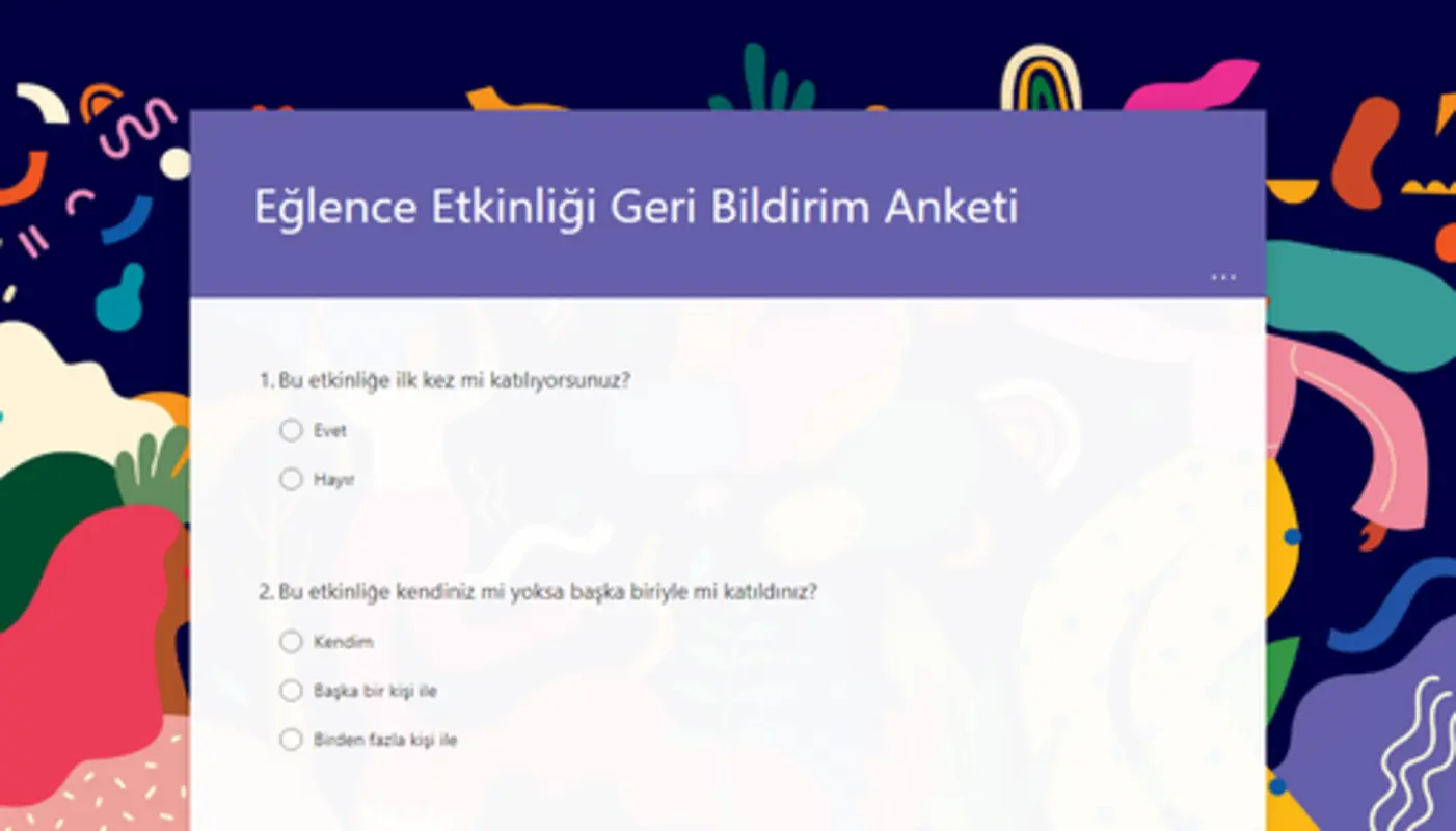 Eğlence etkinliği geri bildirim anketi purple