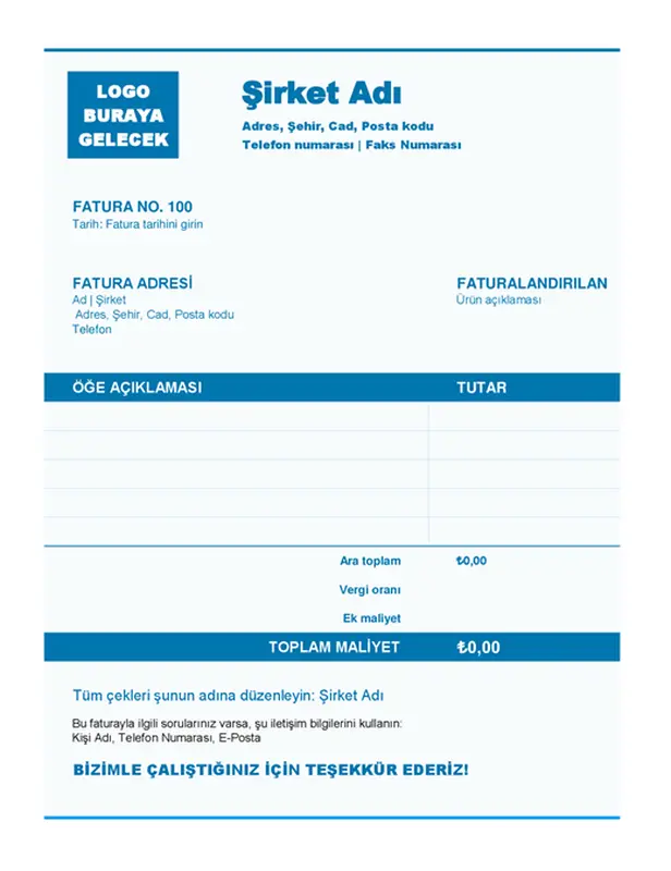 Basit işletme faturası modern simple