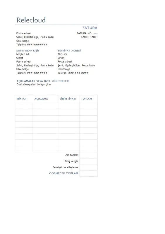 Satış vergili temel fatura modern simple