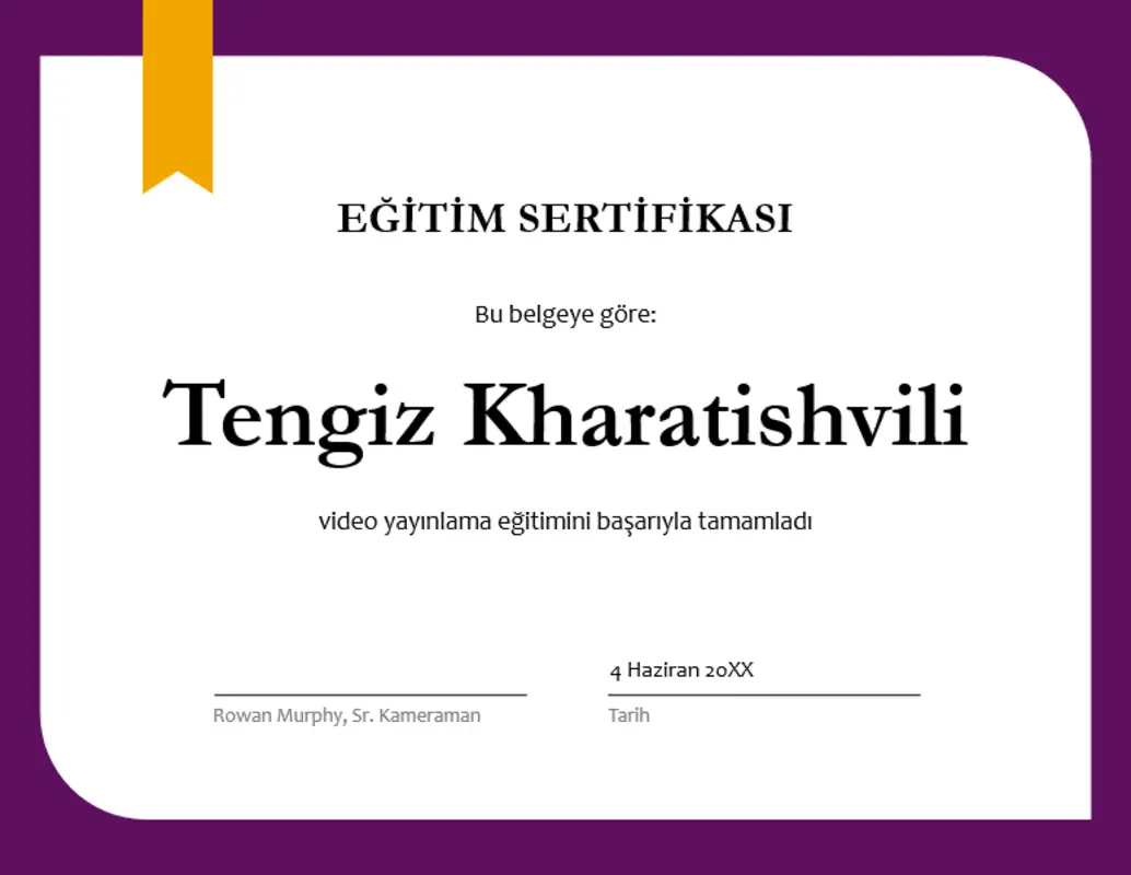 Eğitim sertifikası purple modern-simple