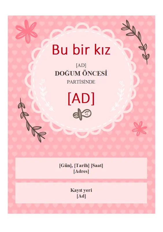 Doğum öncesi partisi davetiyesi - kız whimsical-color-block