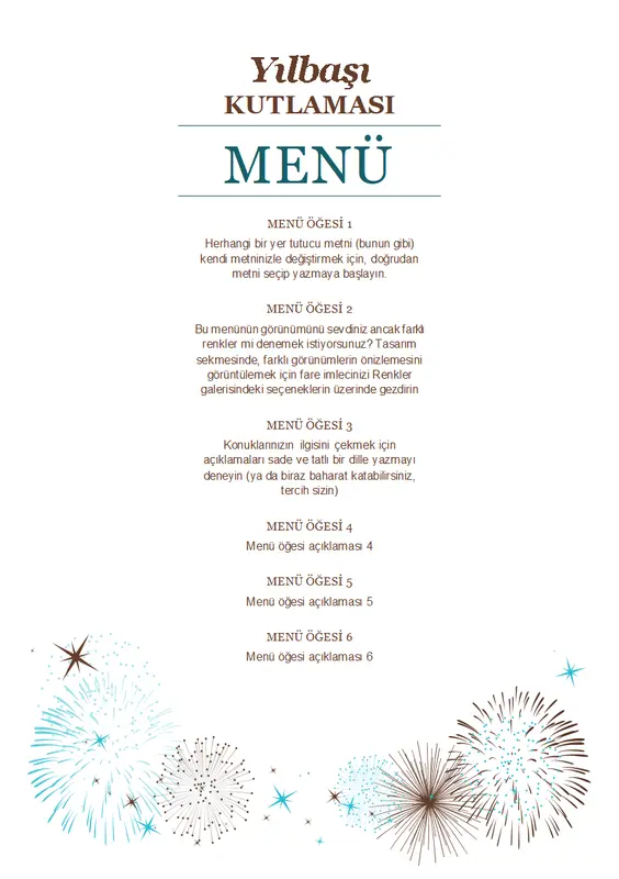 Yeni Yıl partisi menüsü modern-simple