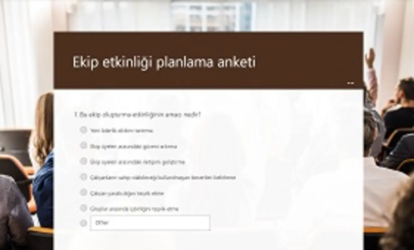 Ekip etkinliği planlama anketi brown