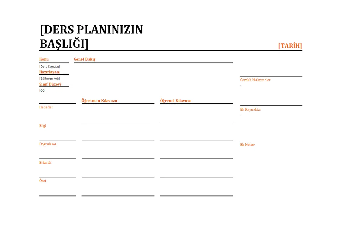 Günlük ders planlayıcısı