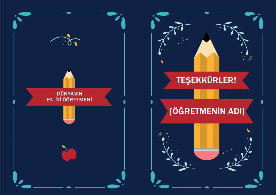 Öğretmenlere teşekkür kartı whimsical-line