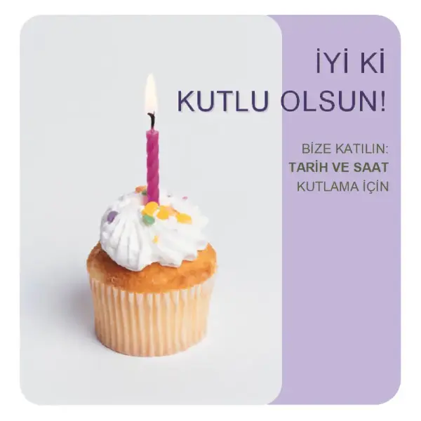 Doğum günü davetiyesi el ilanı (mini kekli) purple modern-simple