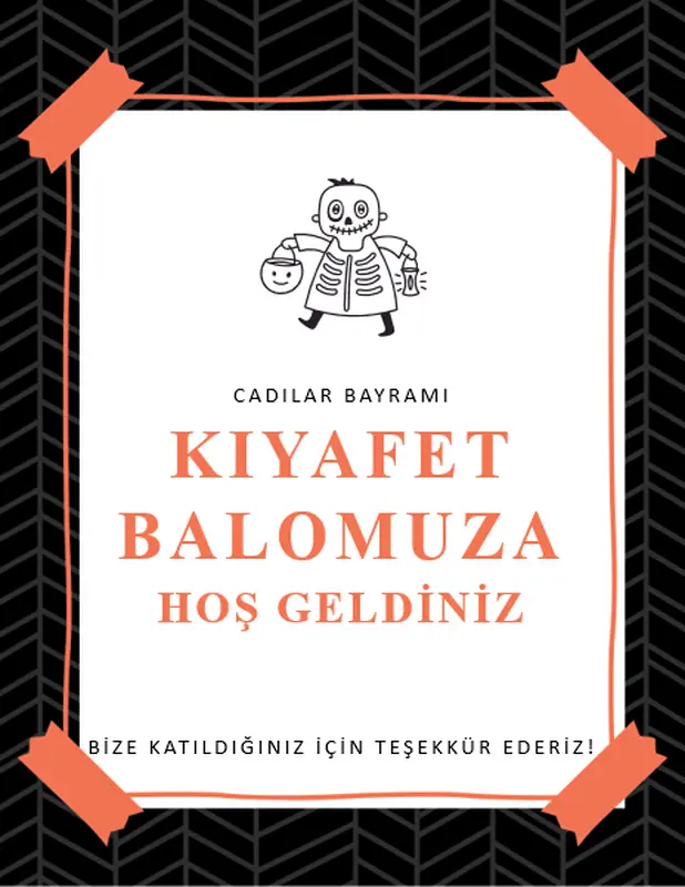 İskeletli Cadılar Bayramı partisi basılabilir materyalleri whimsical line