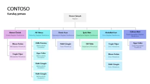 Renk kodlu kuruluş şeması modern-simple