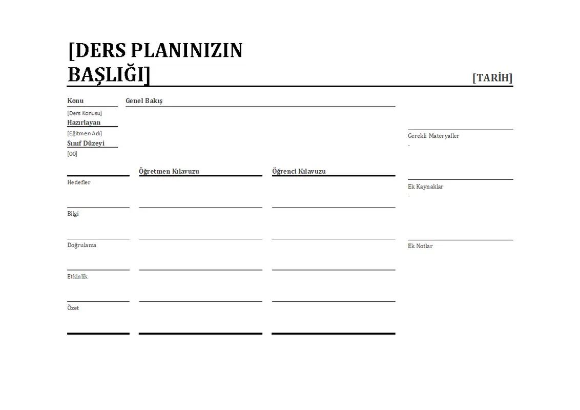 Günlük ders planlayıcı modern simple