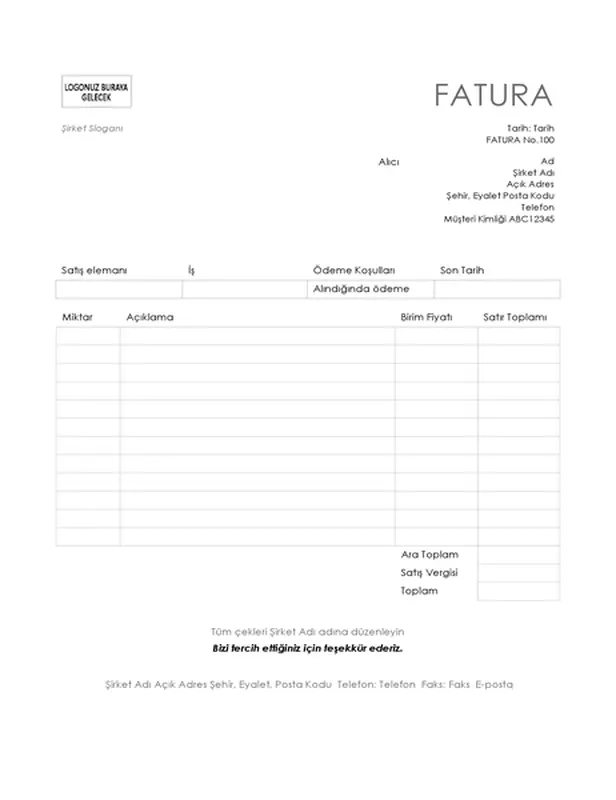 Hizmet faturası (Sade Çizgili tasarım)