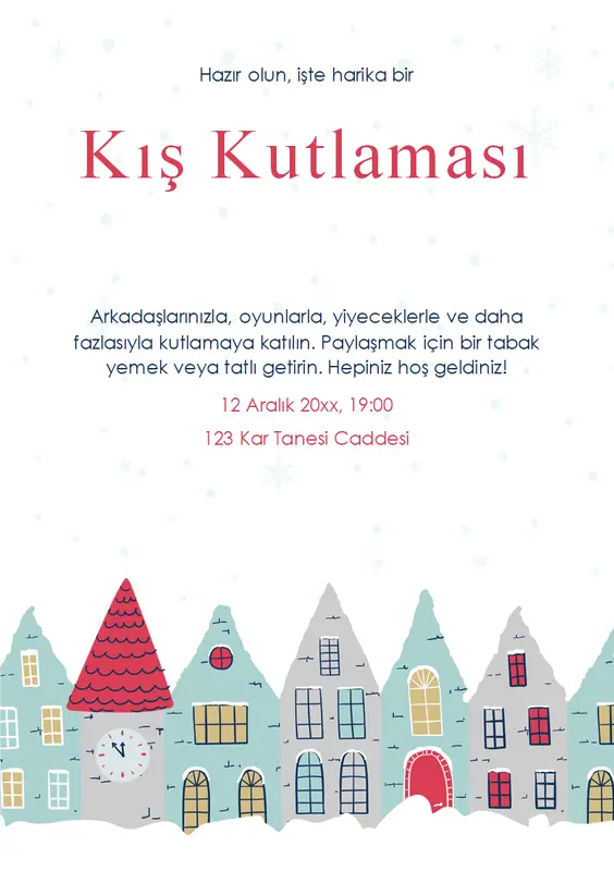 Kış partisi el ilanı whimsical-color-block