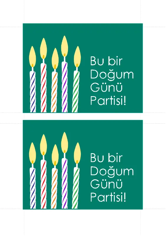 Doğum günü davetiye kartpostalları (sayfa başına 2) green modern-simple