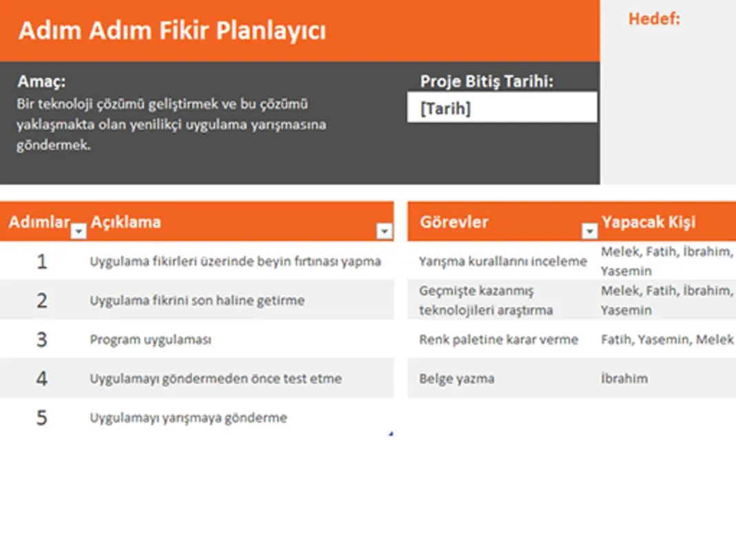 Fikir planlayıcısı orange modern simple