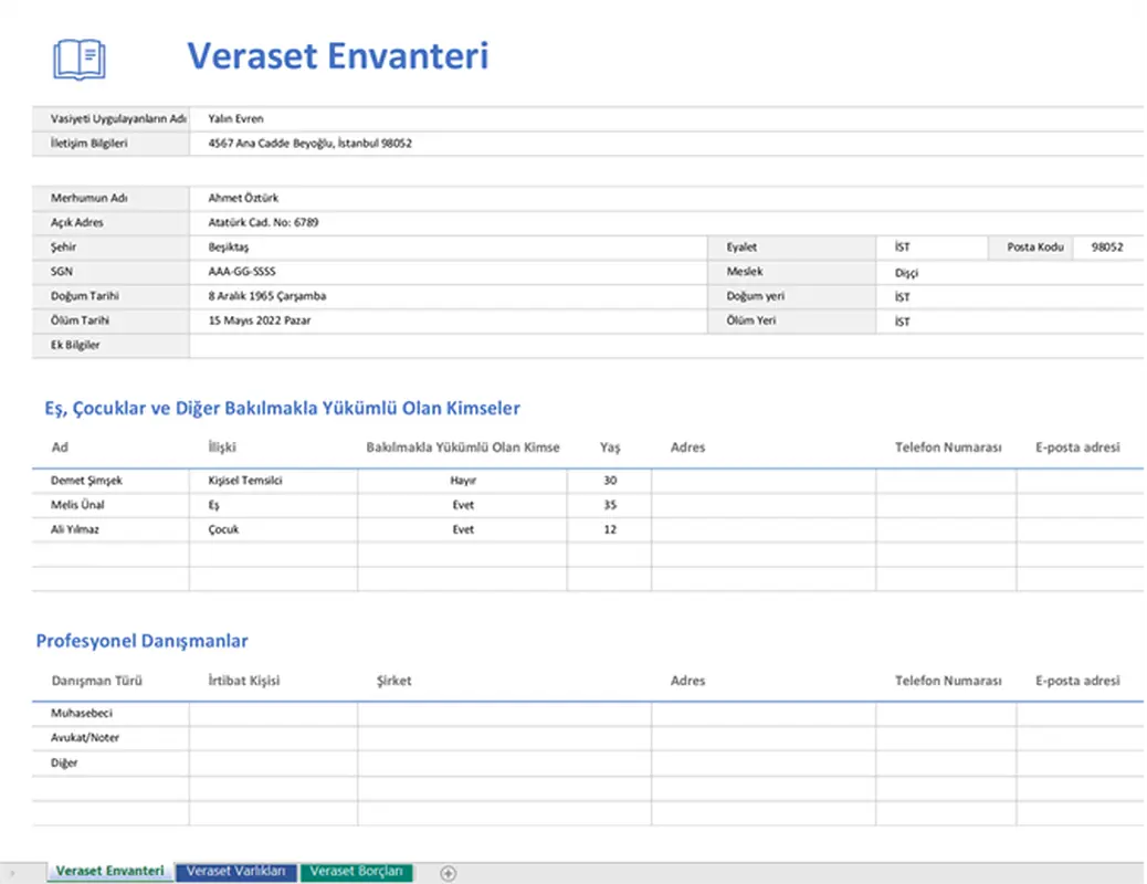 Veraset envanteri modern simple