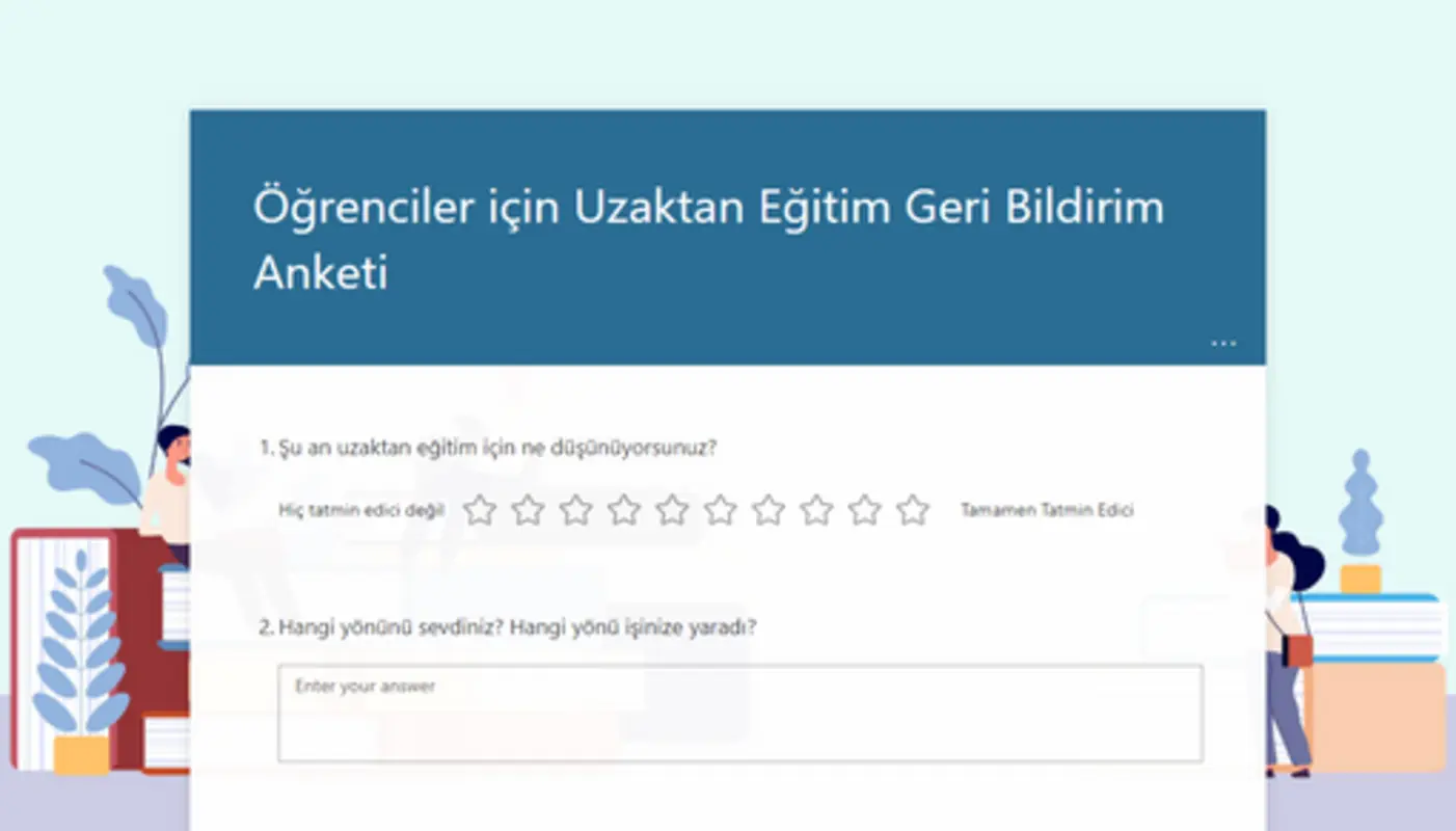 Öğrenciler için uzaktan eğitim geri bildirim anketi blue modern simple