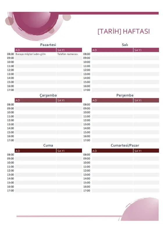 Pembe paket randevu takvimi modern-simple