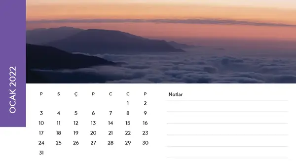 Manzara fotoğrafları takvimi modern-simple