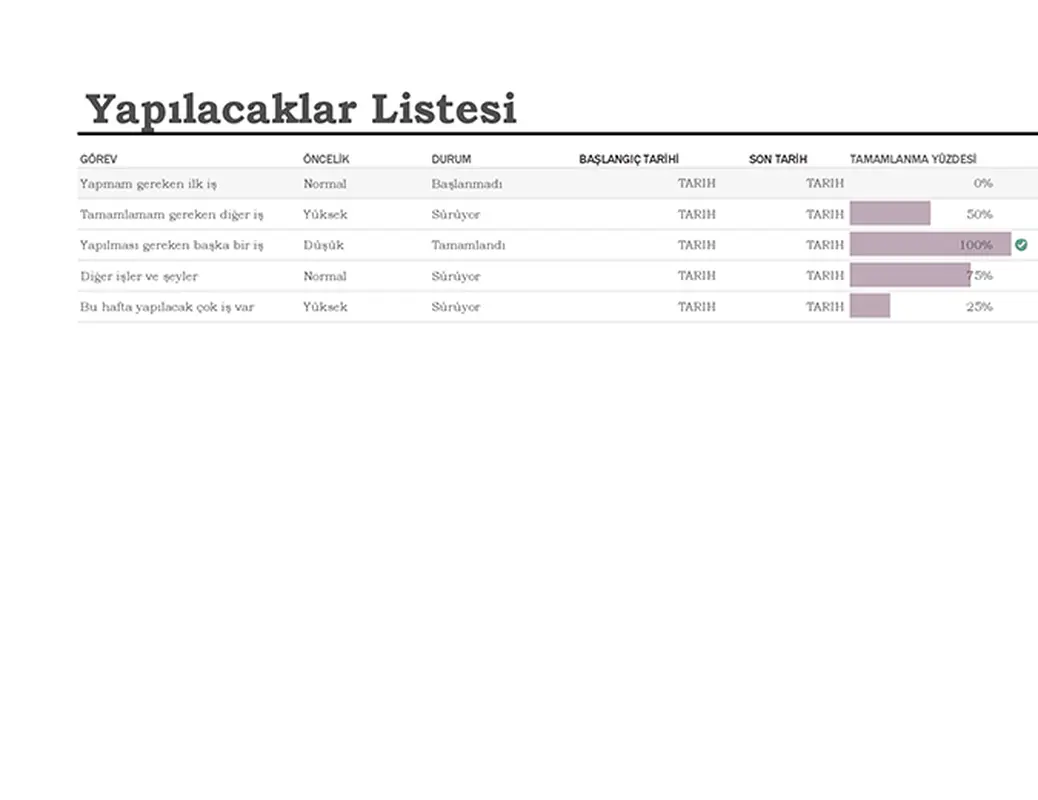 İlerleme durumu izleyicisi içeren yapılacaklar listesi modern simple
