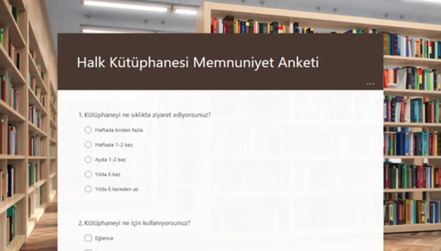 Halk kütüphanesi memnuniyet anketi brown modern simple