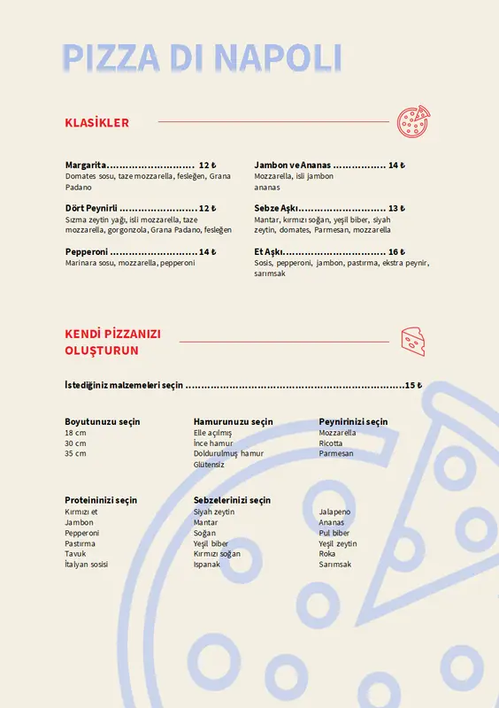 Pizza menüsü  modern-simple