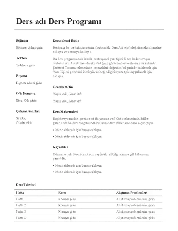 Ders Programı
