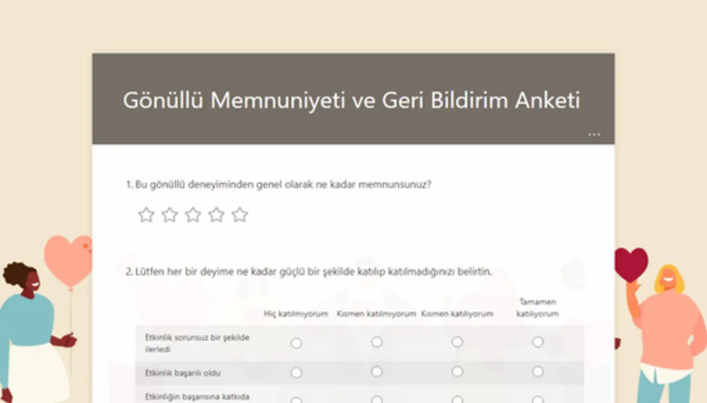 Gönüllü memnuniyeti ve geri bildirim anketi yellow