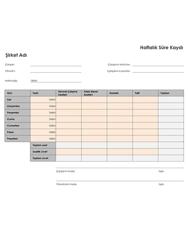 Haftalık zaman çizelgesi (8 1/2 x 11, dikey)