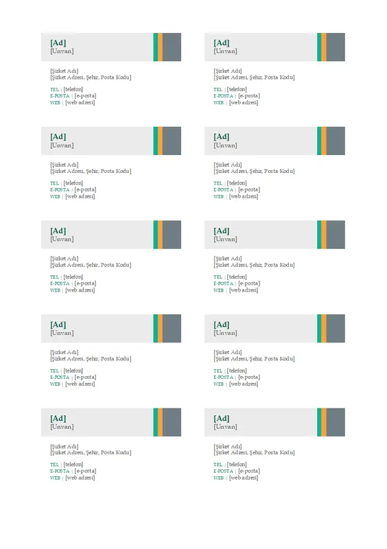 Kartvizitler (Satış Şerit tasarımı, sayfa başına 10 adet) modern-simple