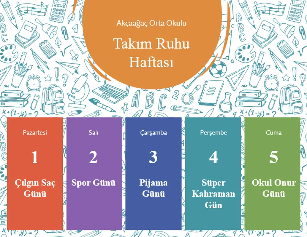 Okul takım ruhu haftası takvimi whimsical-line