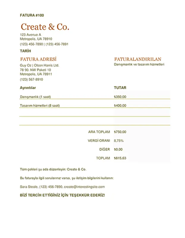 Fatura (çalışma sayfası) modern simple