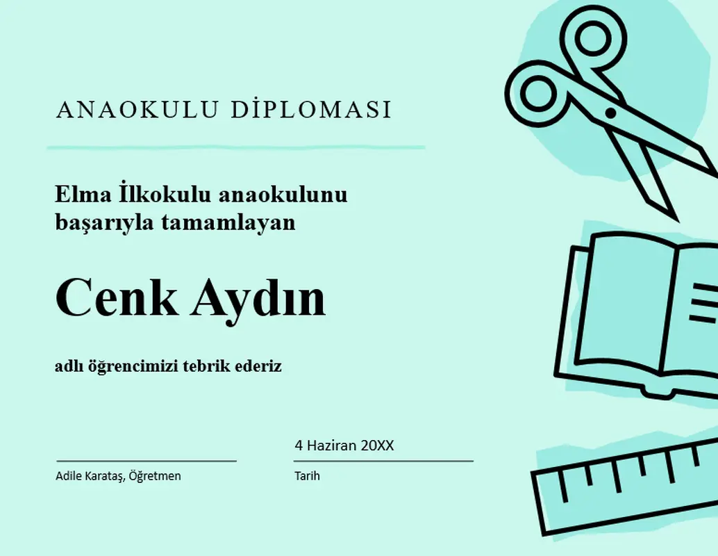Anaokulu diploma sertifikası modern bold