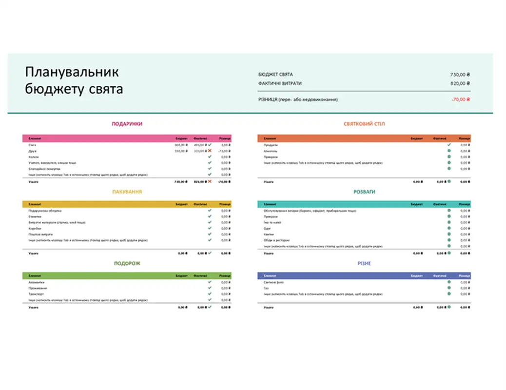 Планувальник святкового бюджету modern-simple