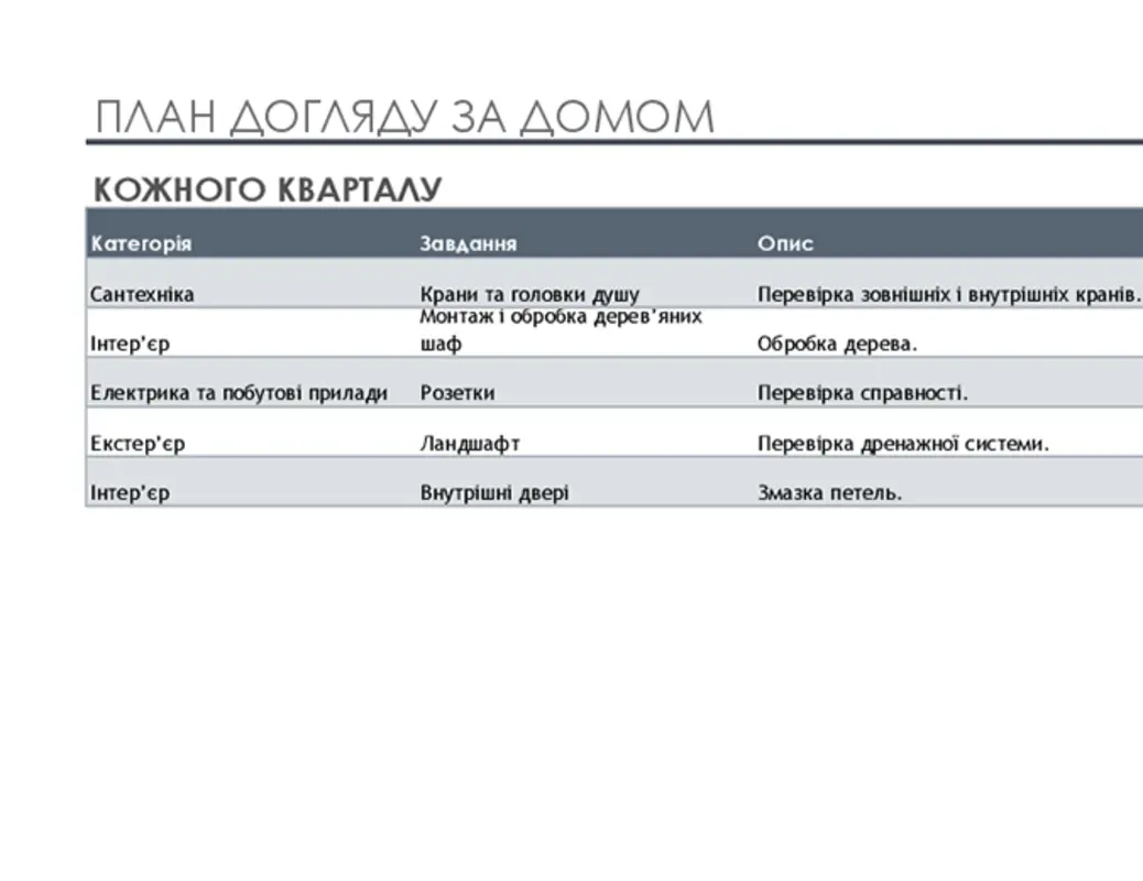 План догляду за домом і список завдань modern simple