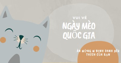 Chúc mừng Ngày Mèo Quốc gia gray organic-simple