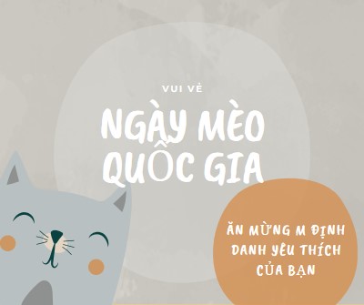 Chúc mừng Ngày Mèo Quốc gia gray organic-simple