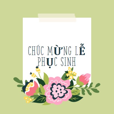 Hoa Phục Sinh green whimsical-line