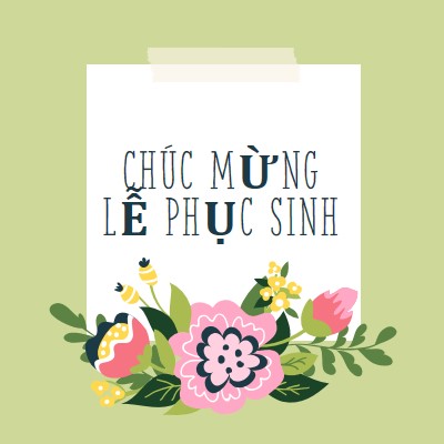 Hoa Phục Sinh green whimsical-line